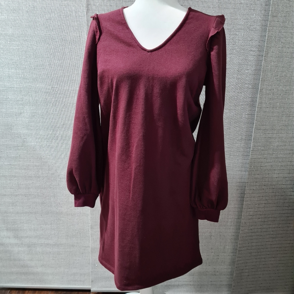 Nine West Ruffled Sweatshirt Dress